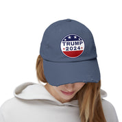 Distressed Low-Profile Cap - 100% Cotton Twill, Trump 2024 Round Logo