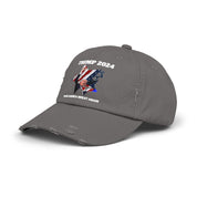 Distressed Trump 2024 Low-Profile Cap - 100% Cotton Twill, Adjustable D-Ring Closure, Patriotic Design