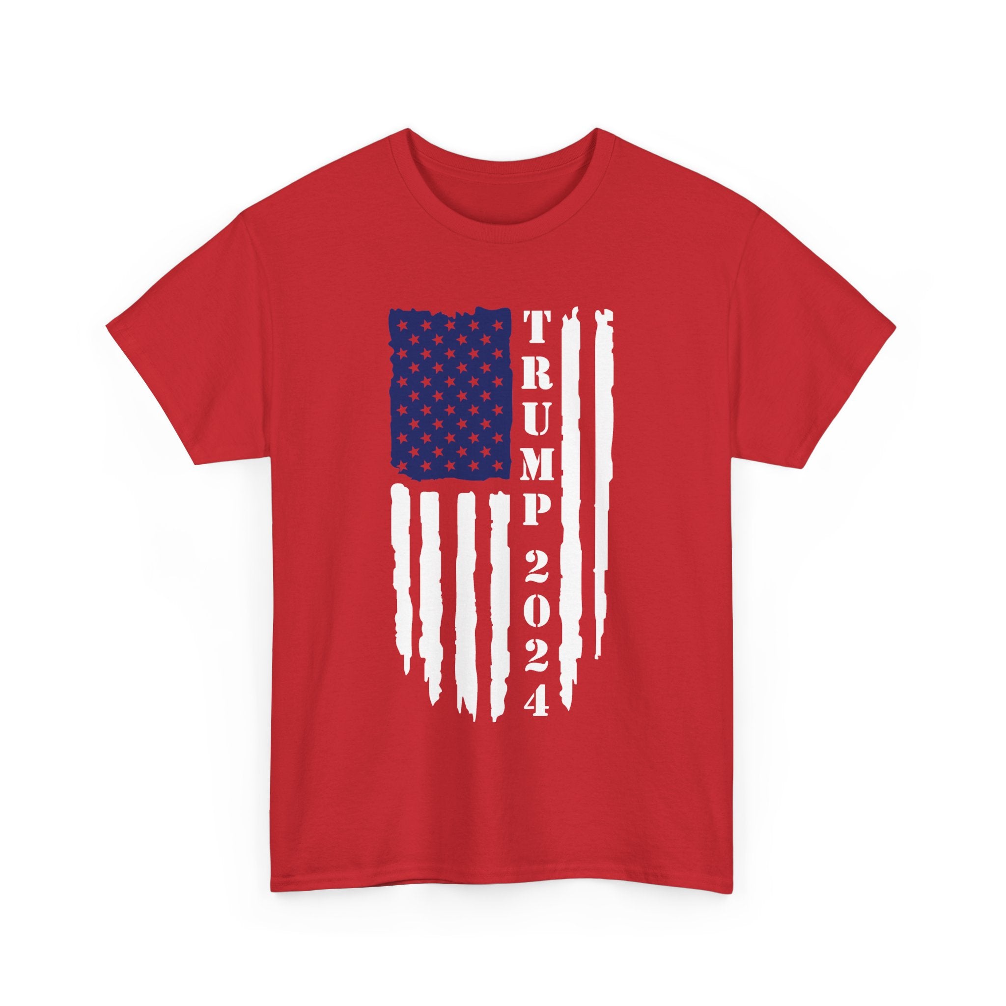 Trump 2024 Unisex Heavy Cotton Tee - Patriotic Republican, Trump 2024 Patriotic Flag