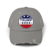 Distressed Low-Profile Cap - 100% Cotton Twill, Trump 2024 Round Logo