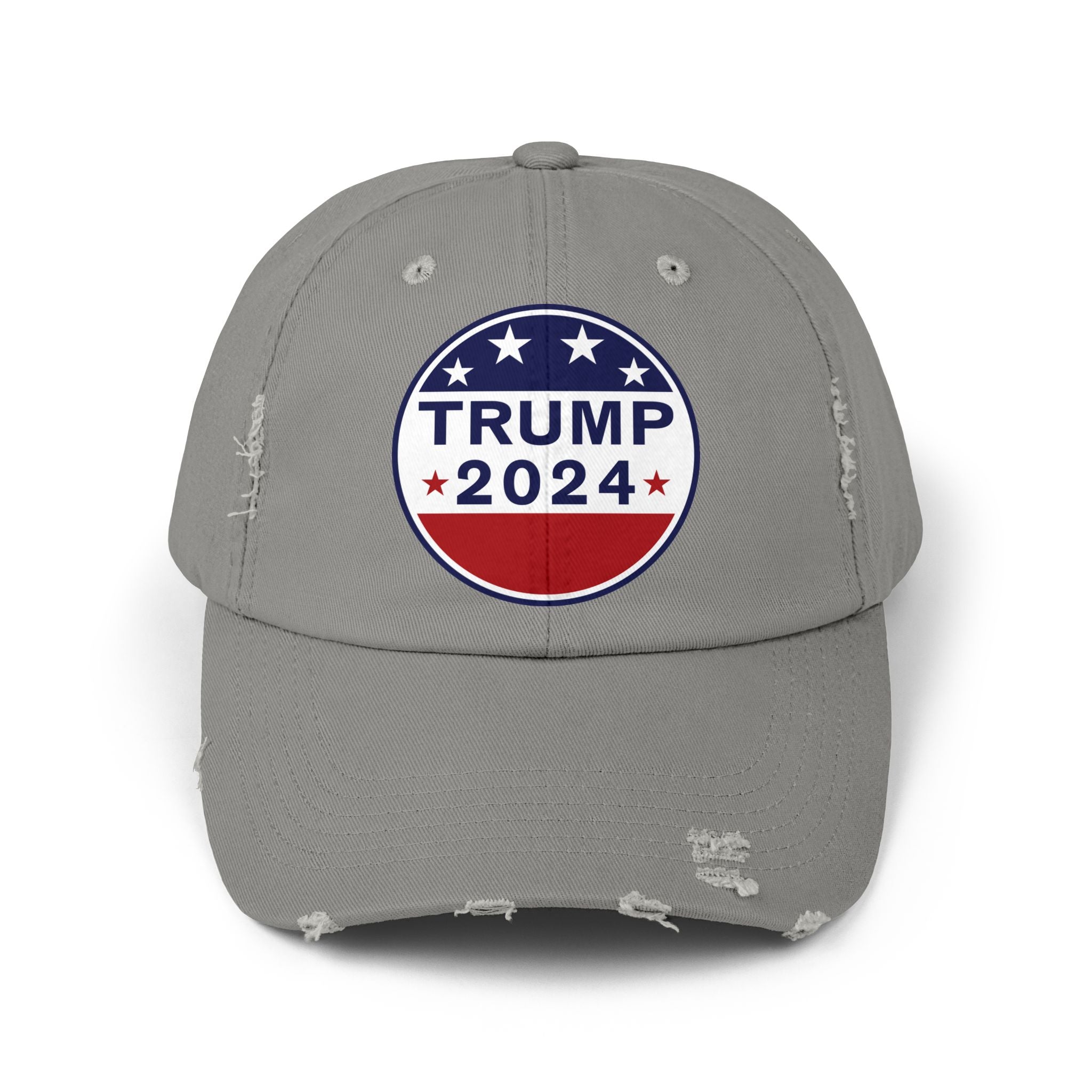 Distressed Low-Profile Cap - 100% Cotton Twill, Trump 2024 Round Logo