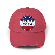 Distressed Low-Profile Cap - 100% Cotton Twill, Trump 2024 Round Logo