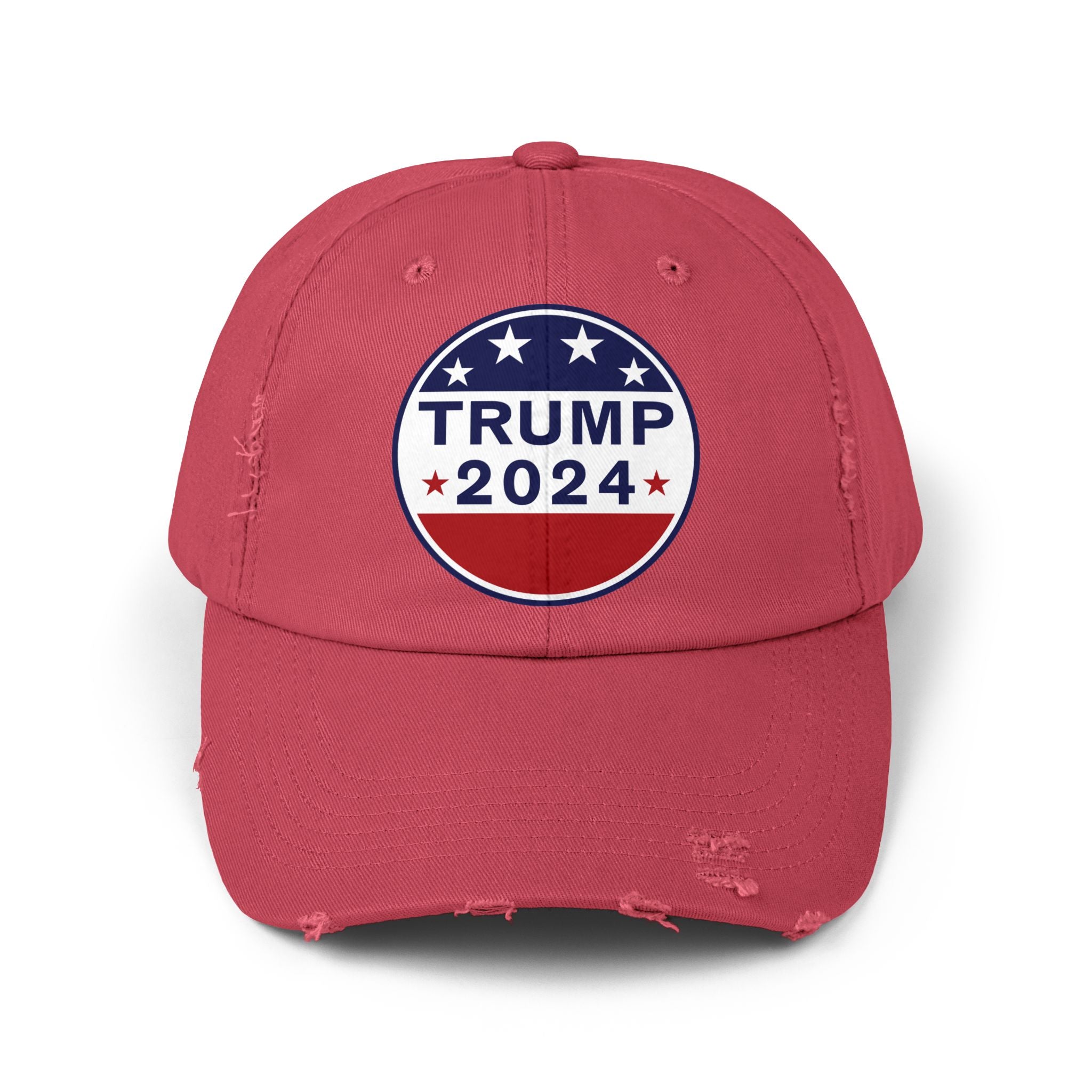 Distressed Low-Profile Cap - 100% Cotton Twill, Trump 2024 Round Logo