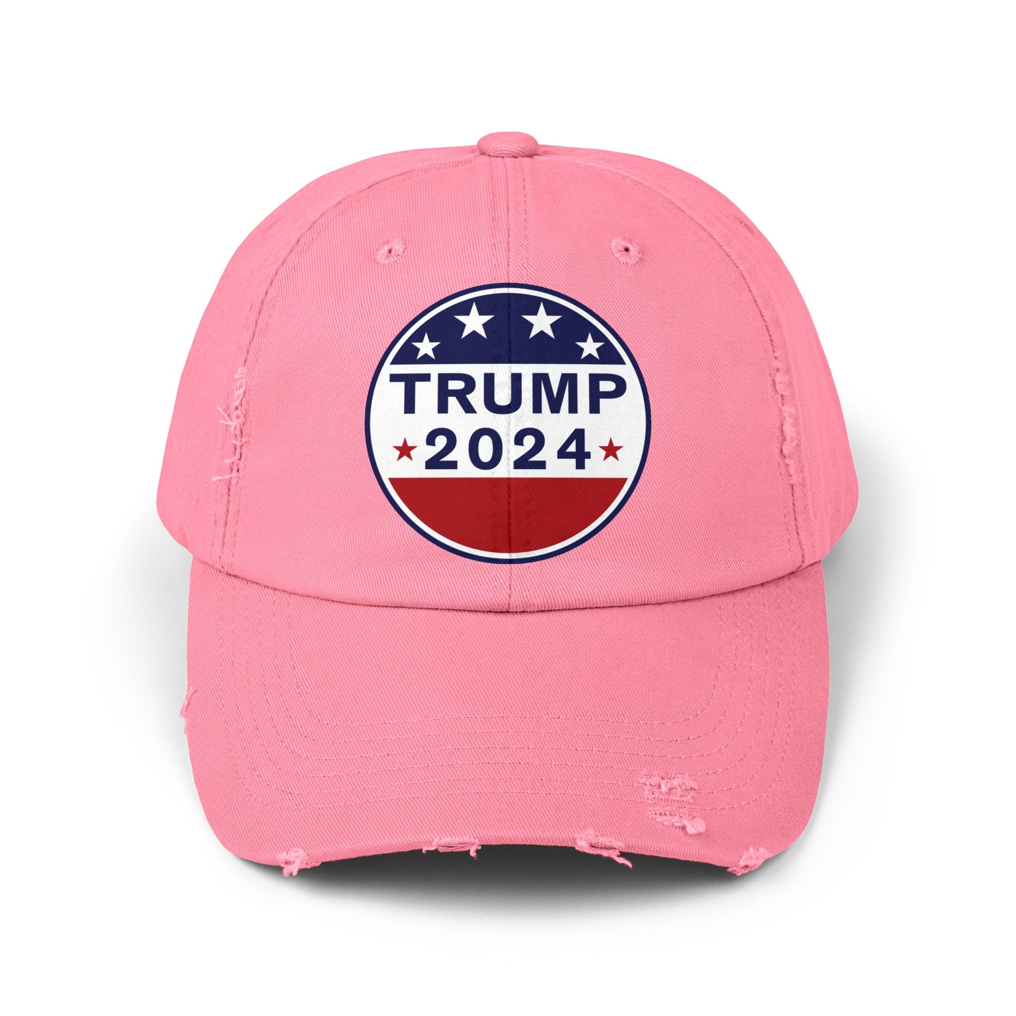 Distressed Low-Profile Cap - 100% Cotton Twill, Trump 2024 Round Logo