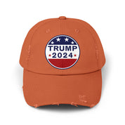 Distressed Low-Profile Cap - 100% Cotton Twill, Trump 2024 Round Logo