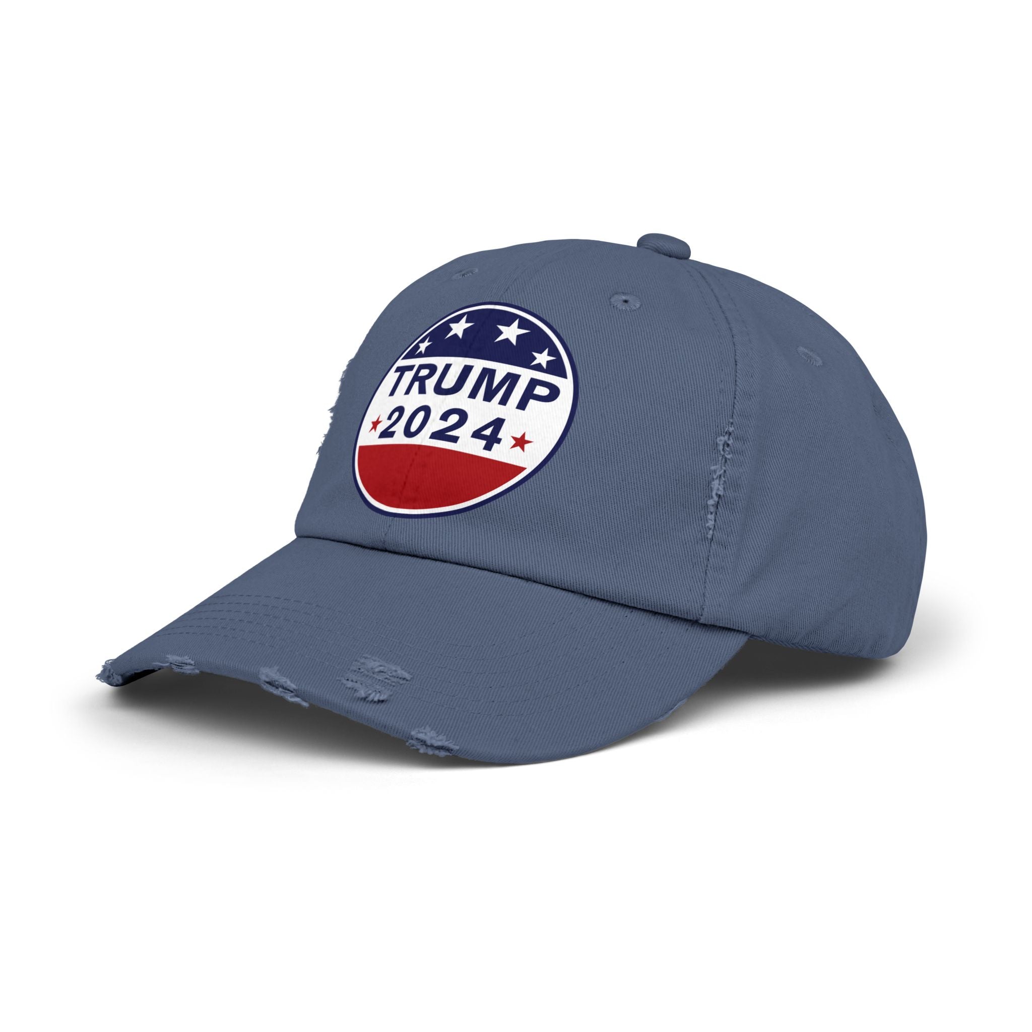 Distressed Low-Profile Cap - 100% Cotton Twill, Trump 2024 Round Logo