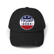 Distressed Low-Profile Cap - 100% Cotton Twill, Trump 2024 Round Logo