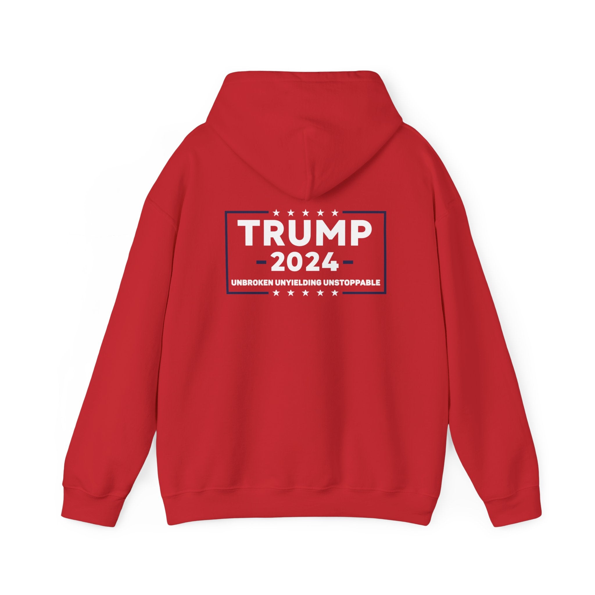 Unisex Heavy Blend Trump 2024 Hoodie -  Patriotic Republican, Unbroken, Unyielding, Unstoppable