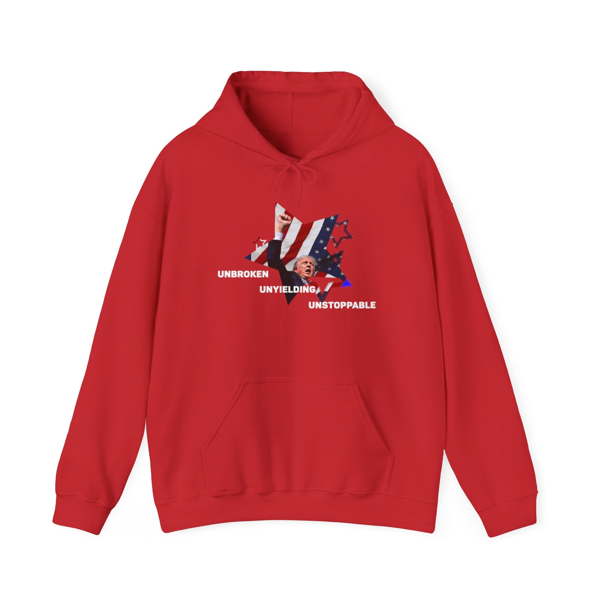 Unisex Heavy Blend Trump 2024 Hoodie -  Patriotic Republican, Unbroken, Unyielding, Unstoppable