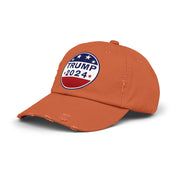 Distressed Low-Profile Cap - 100% Cotton Twill, Trump 2024 Round Logo