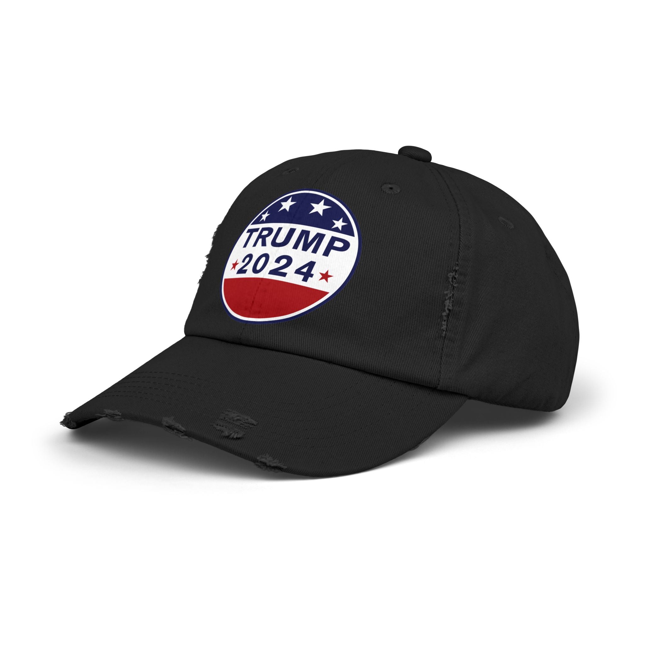 Distressed Low-Profile Cap - 100% Cotton Twill, Trump 2024 Round Logo