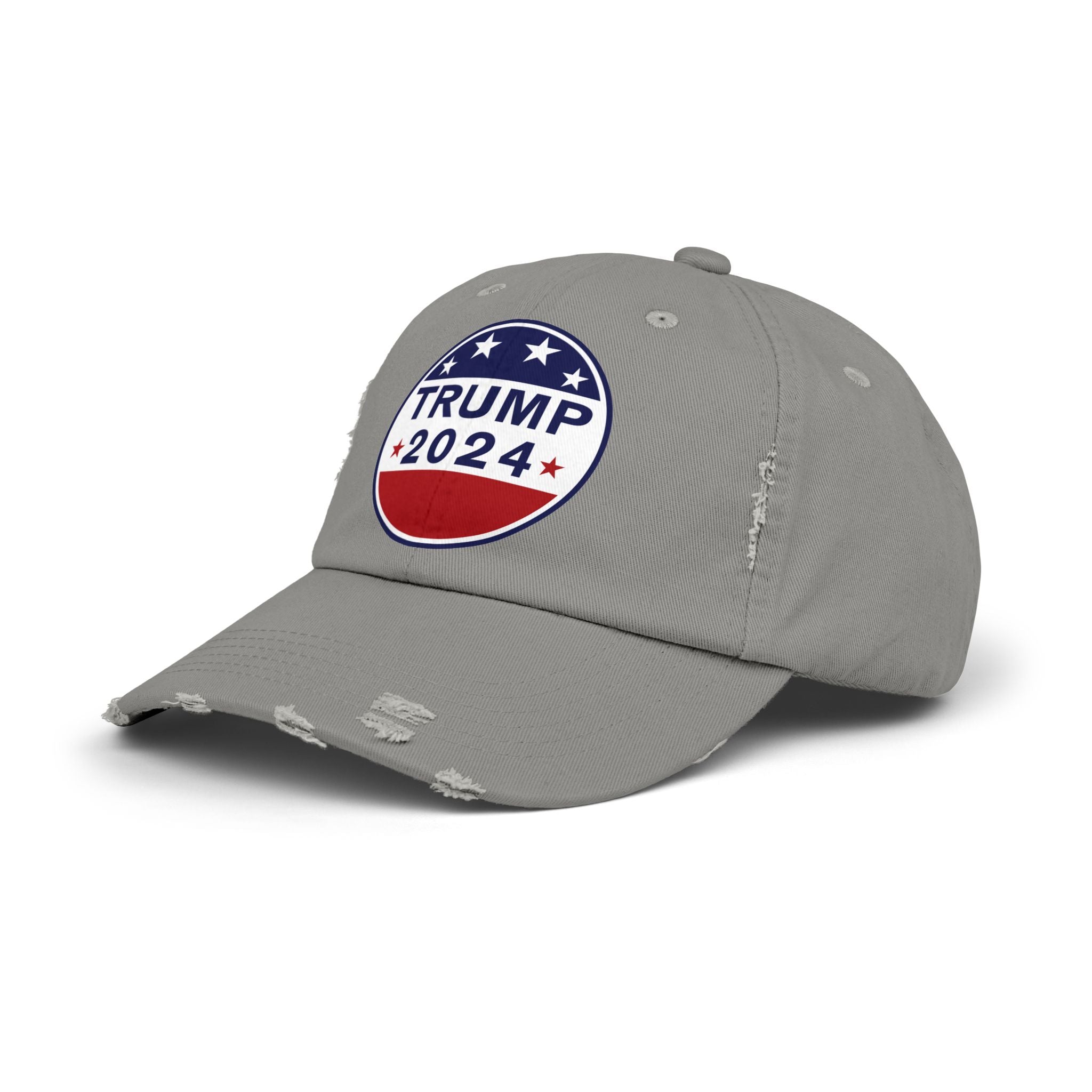 Distressed Low-Profile Cap - 100% Cotton Twill, Trump 2024 Round Logo