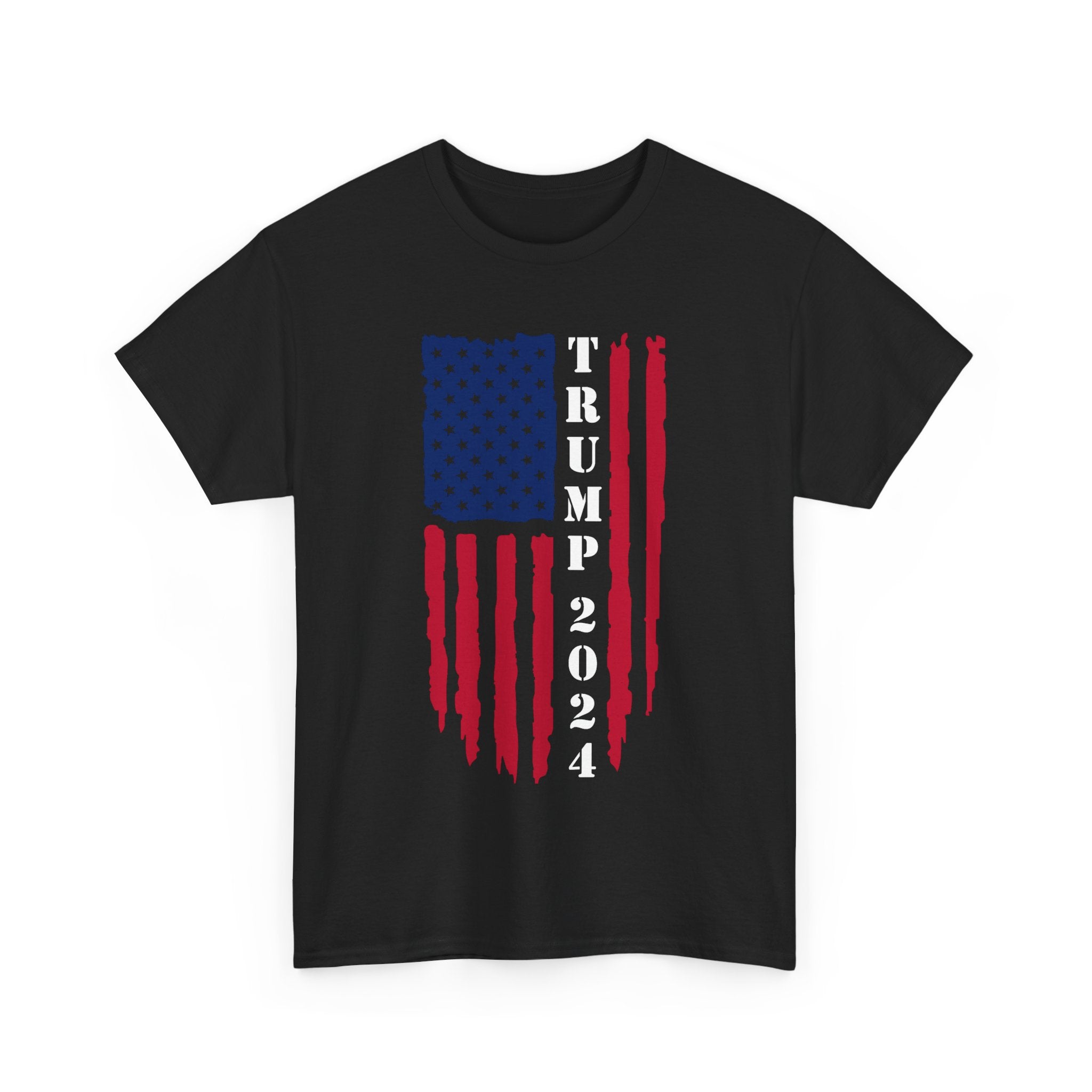 Trump 2024 Unisex Heavy Cotton Tee - Patriotic Republican, Trump 2024 Patriotic Flag