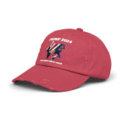 Distressed Trump 2024 Low-Profile Cap - 100% Cotton Twill, Adjustable D-Ring Closure, Patriotic Design