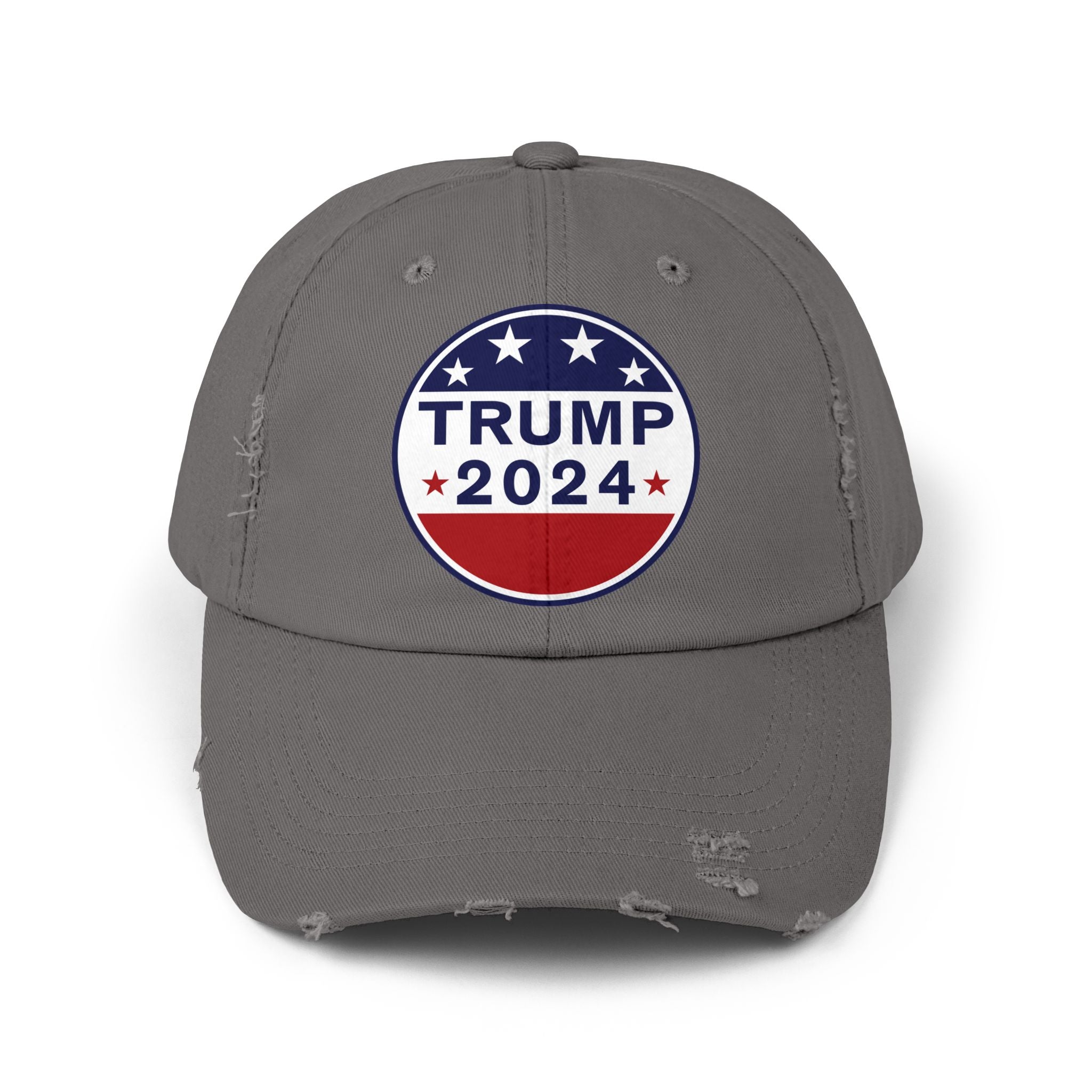 Distressed Low-Profile Cap - 100% Cotton Twill, Trump 2024 Round Logo