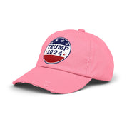 Distressed Low-Profile Cap - 100% Cotton Twill, Trump 2024 Round Logo