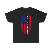 Trump 2024 Unisex Heavy Cotton Tee - Patriotic Republican, Trump 2024 Patriotic Flag