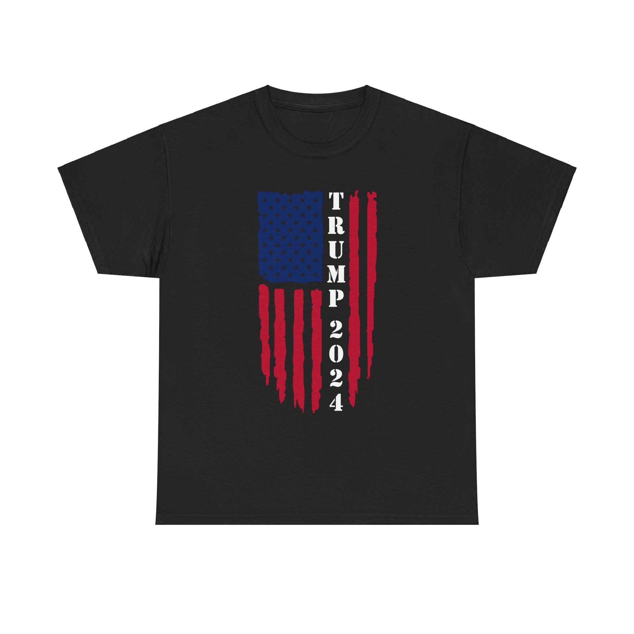 Trump 2024 Unisex Heavy Cotton Tee - Patriotic Republican, Trump 2024 Patriotic Flag