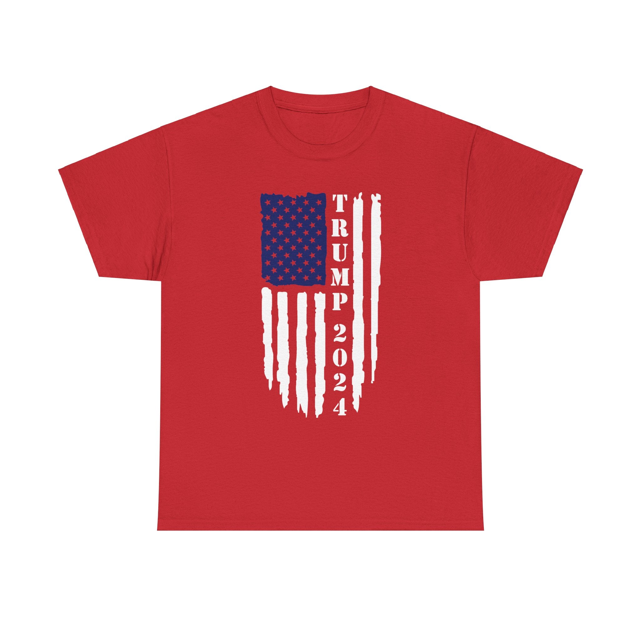 Trump 2024 Unisex Heavy Cotton Tee - Patriotic Republican, Trump 2024 Patriotic Flag